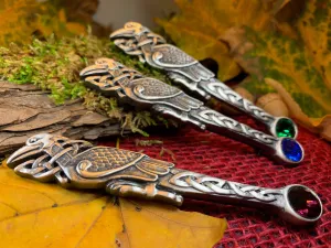 Celtic Raven Crystal Kilt Pin