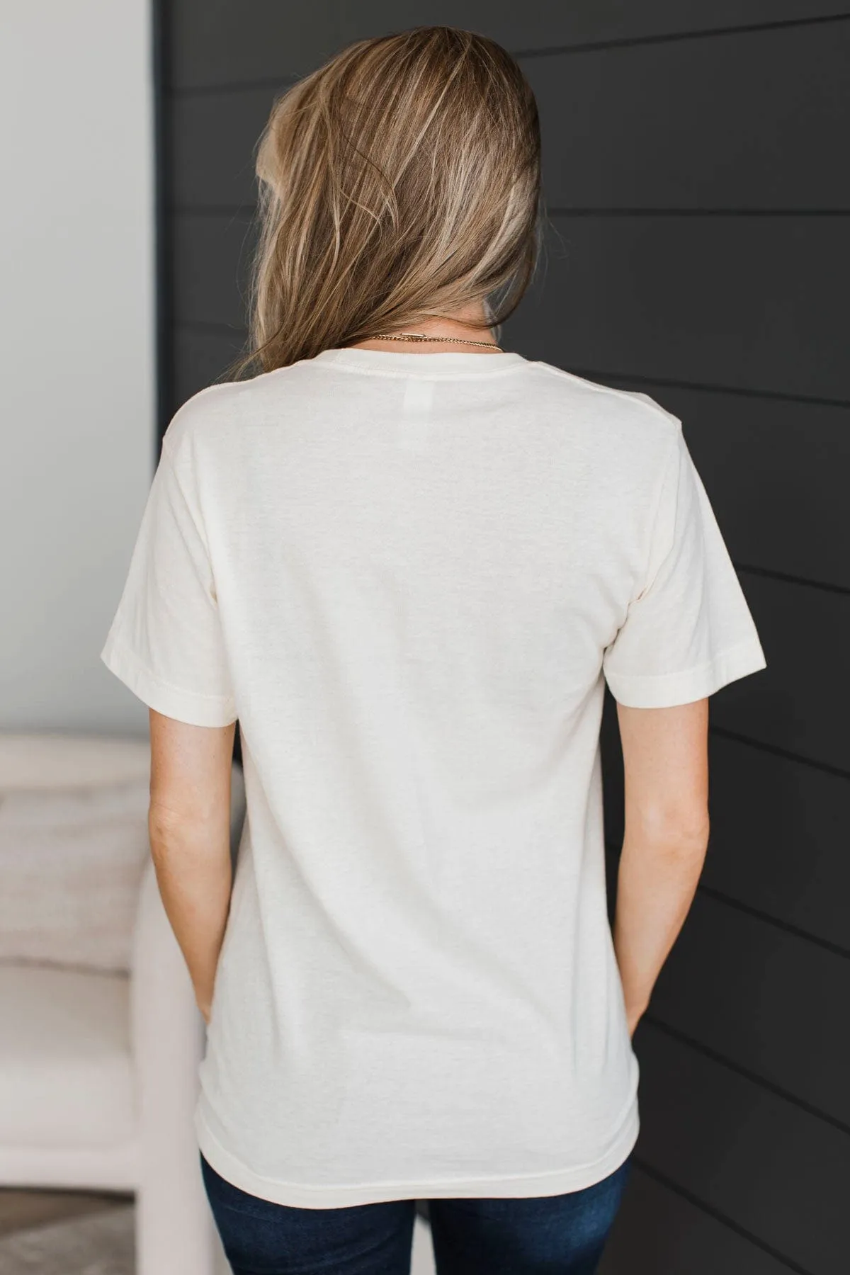 Checkered Flowers Graphic Tee- Ivory