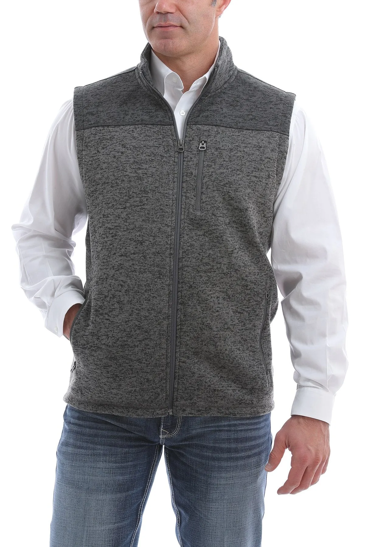 CLMWV1234001-S-Grey Vest Cinch Mens Sweater Soft Style