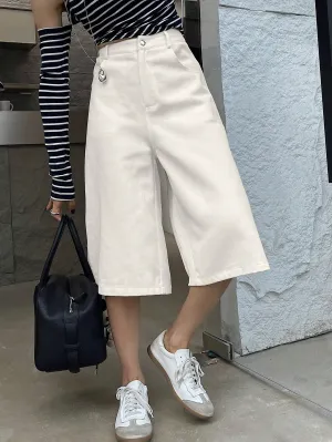 CM-BS811081 Women Casual Seoul Style Decorative 3D Pocket High Waist Bermuda Shorts - Beige