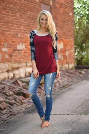 Collar Full of Color 3/4 Sleeve Top ~ Grey