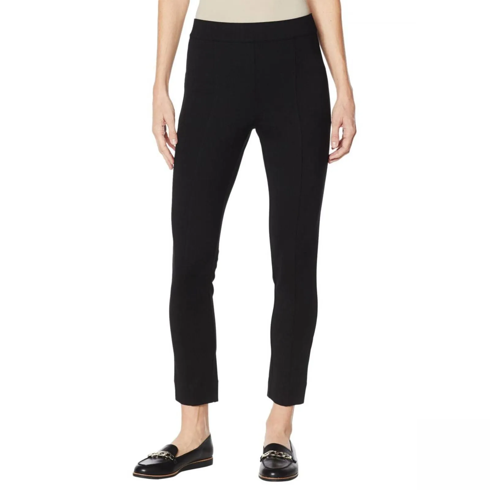 Colleen Lopez Women's Power Mesh Panel Skinny Ponte Knit Pants Black XS