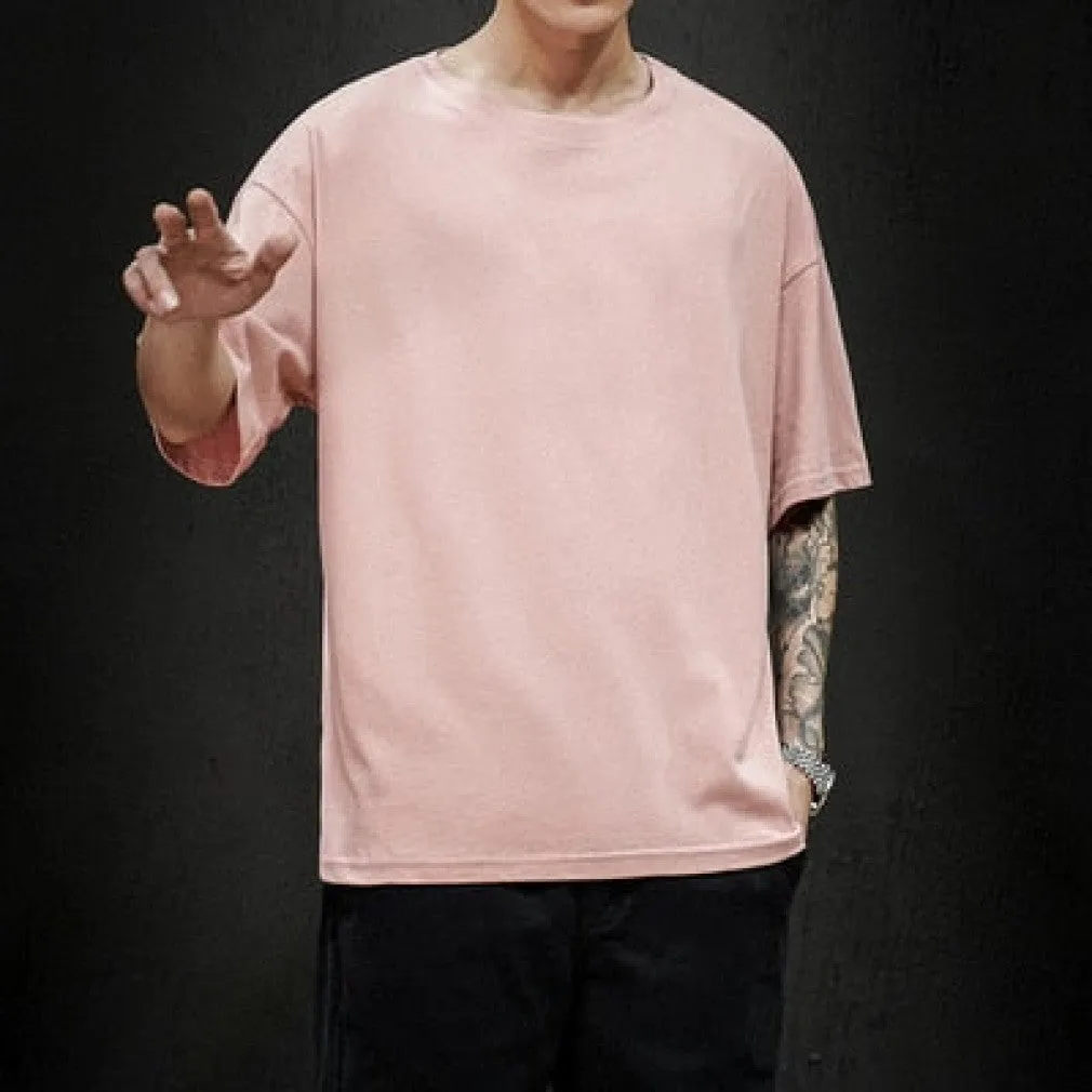 ContiNent 33 Summer Men's T Shirt Fashion Solid T Shirt Mens Oversized Hip Hop Short Sleeve Casual Cotton Mens Streetwear Top Tees