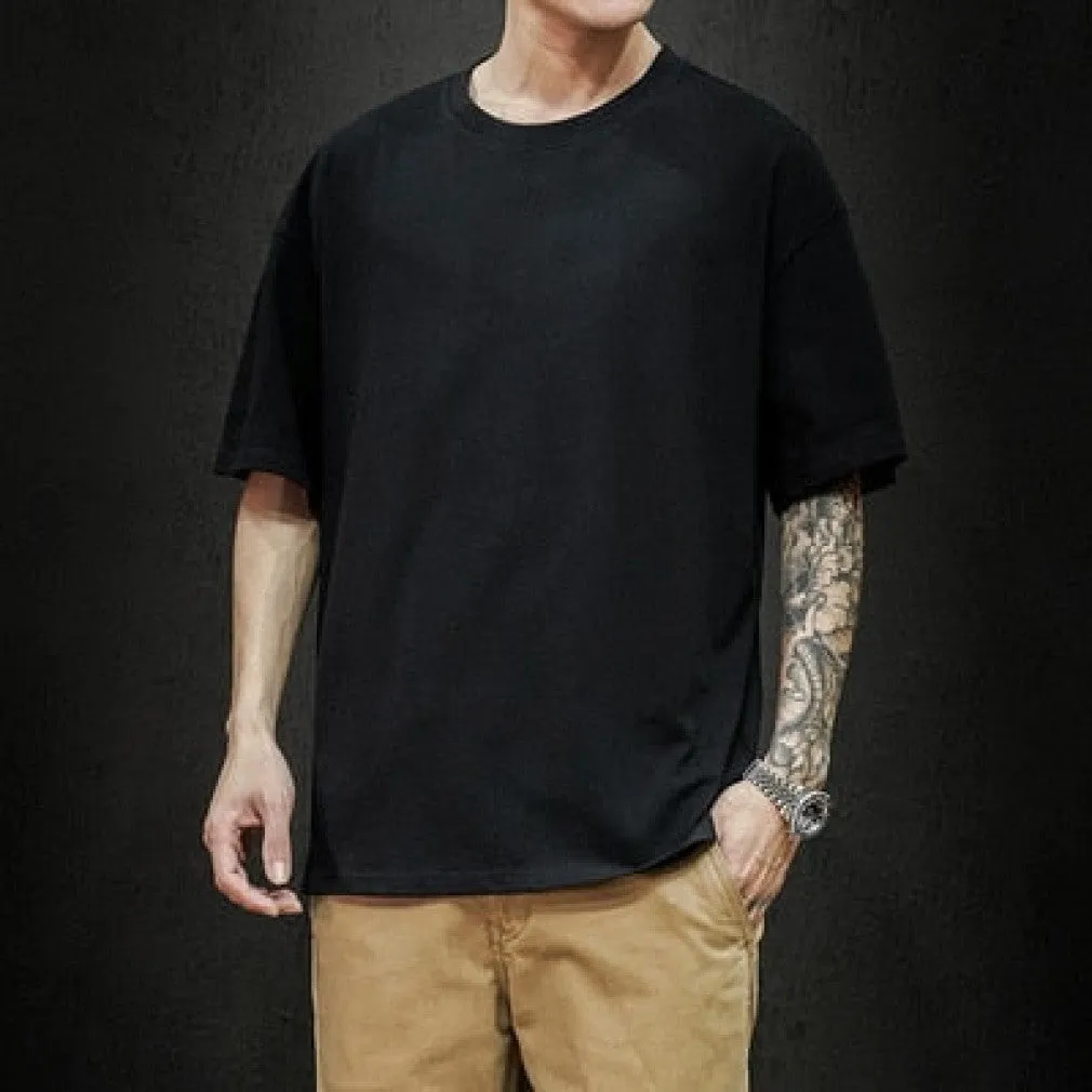 ContiNent 33 Summer Men's T Shirt Fashion Solid T Shirt Mens Oversized Hip Hop Short Sleeve Casual Cotton Mens Streetwear Top Tees