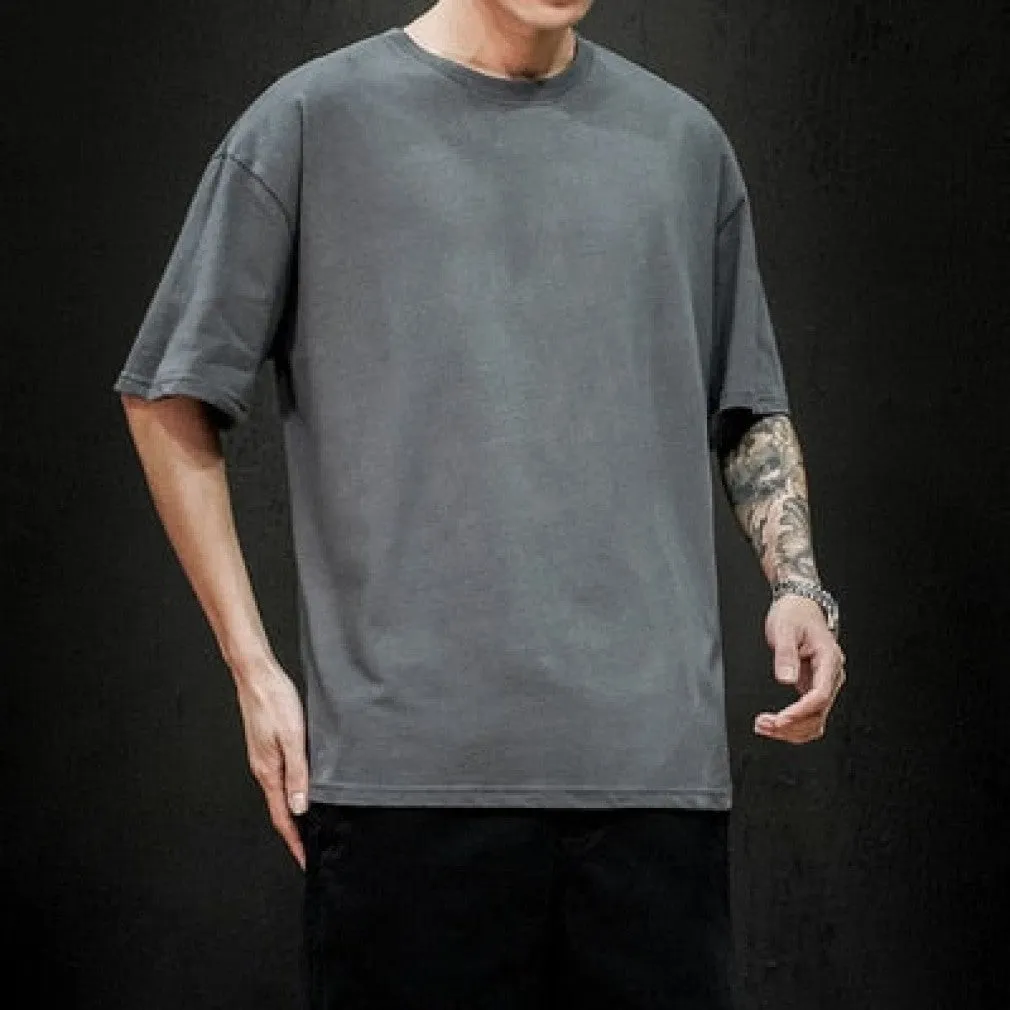 ContiNent 33 Summer Men's T Shirt Fashion Solid T Shirt Mens Oversized Hip Hop Short Sleeve Casual Cotton Mens Streetwear Top Tees