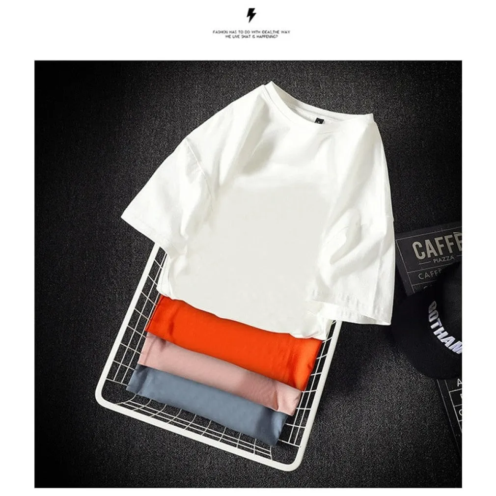 ContiNent 33 Summer Men's T Shirt Fashion Solid T Shirt Mens Oversized Hip Hop Short Sleeve Casual Cotton Mens Streetwear Top Tees