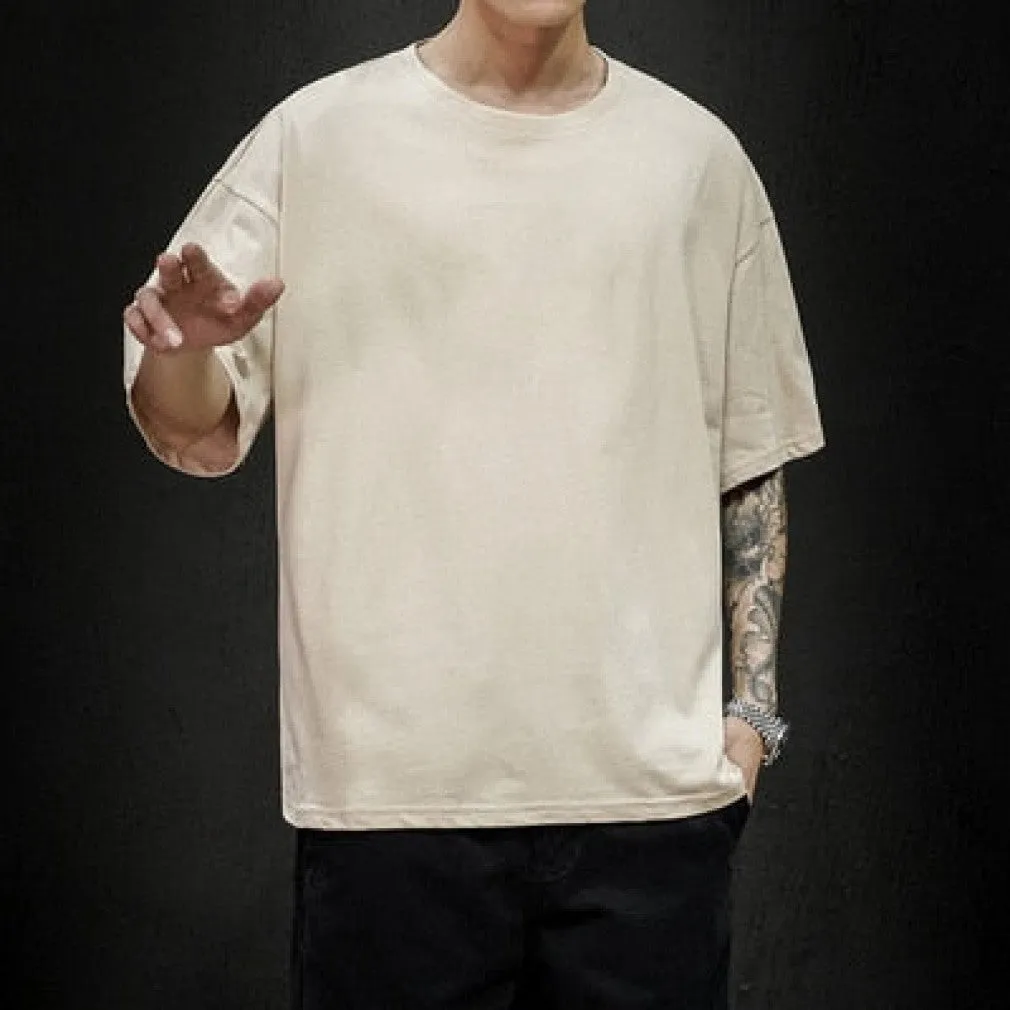 ContiNent 33 Summer Men's T Shirt Fashion Solid T Shirt Mens Oversized Hip Hop Short Sleeve Casual Cotton Mens Streetwear Top Tees