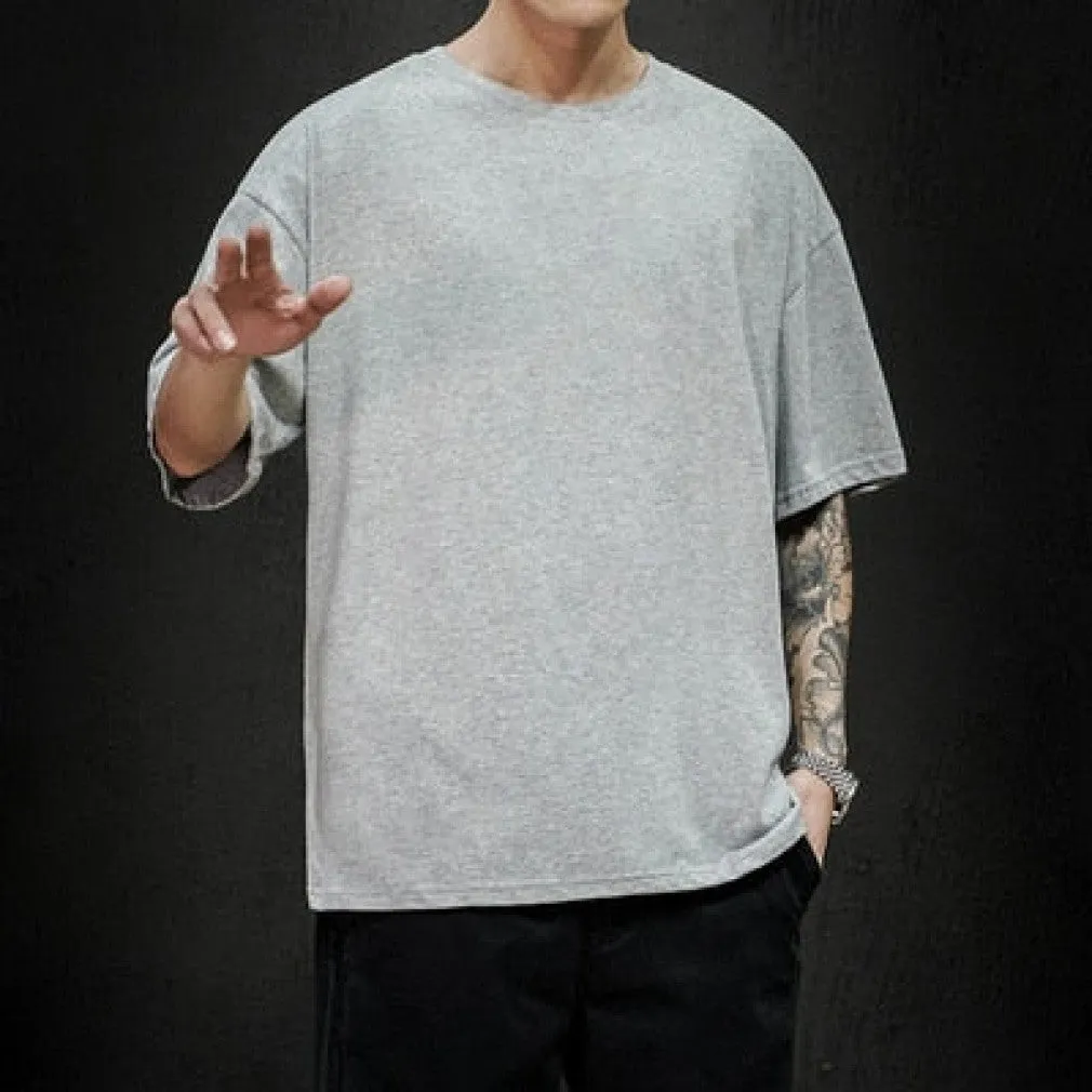 ContiNent 33 Summer Men's T Shirt Fashion Solid T Shirt Mens Oversized Hip Hop Short Sleeve Casual Cotton Mens Streetwear Top Tees