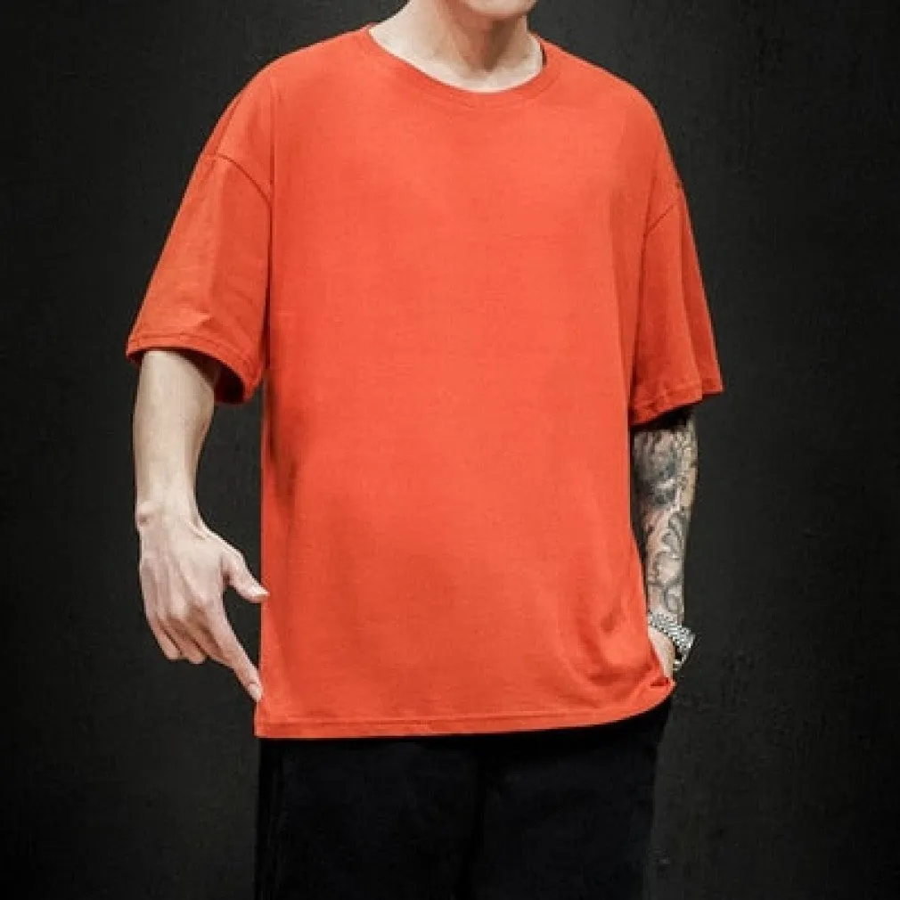ContiNent 33 Summer Men's T Shirt Fashion Solid T Shirt Mens Oversized Hip Hop Short Sleeve Casual Cotton Mens Streetwear Top Tees