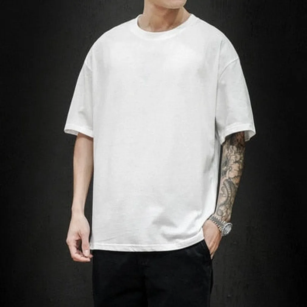ContiNent 33 Summer Men's T Shirt Fashion Solid T Shirt Mens Oversized Hip Hop Short Sleeve Casual Cotton Mens Streetwear Top Tees