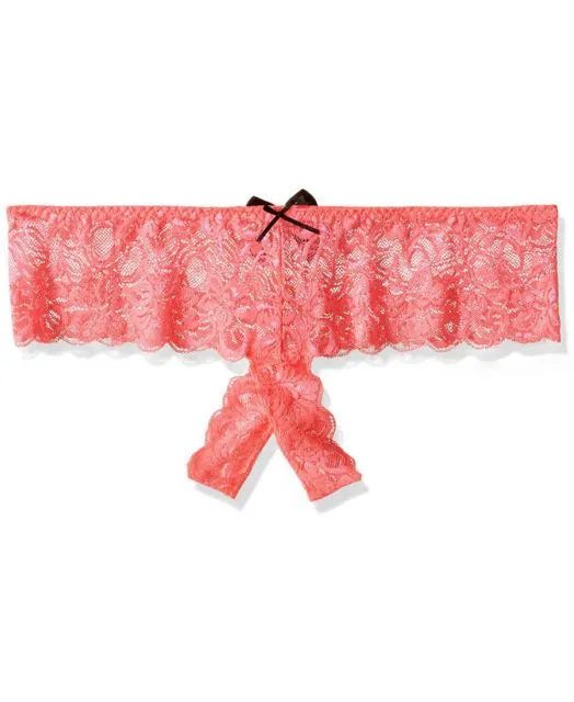 Coral Lace Open Crotch Boyshort