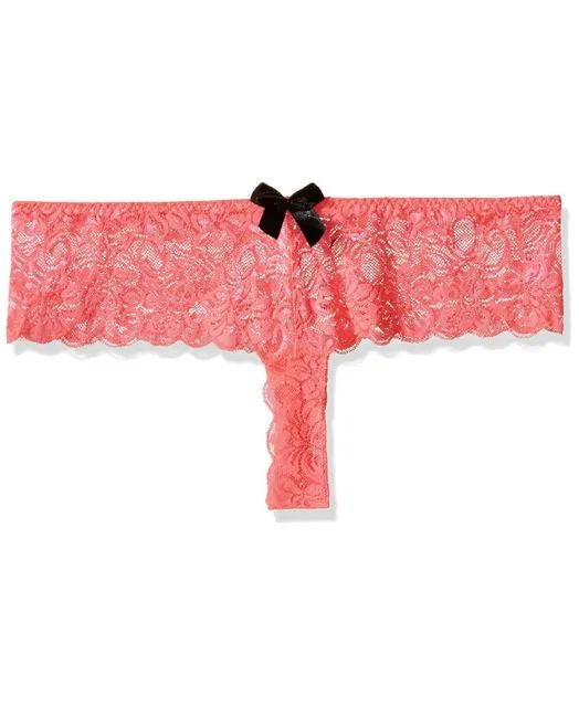 Coral Lace Open Crotch Boyshort