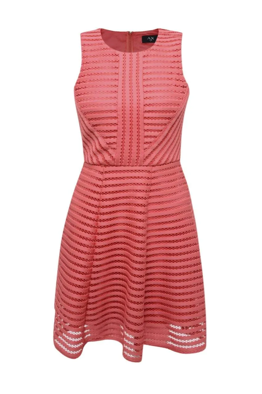 Coral Ladder Detail Skater   Dress