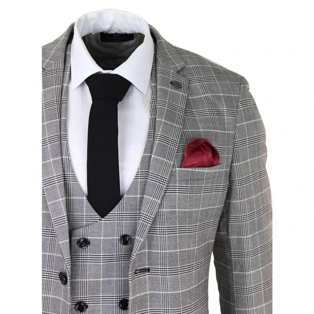 Costume Homme à Carreaux 3 Pièces - Ross Gris