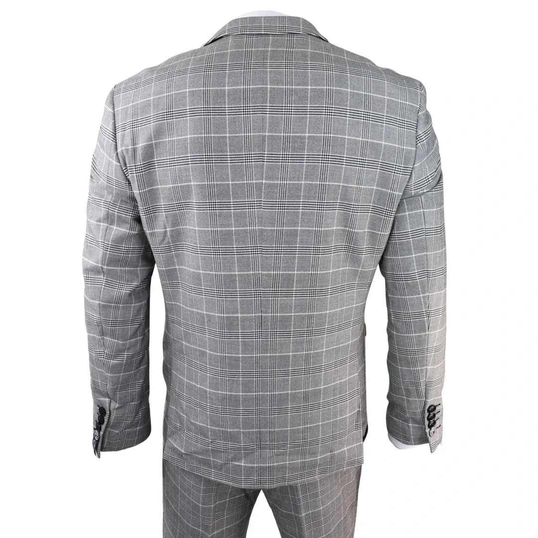 Costume Homme à Carreaux 3 Pièces - Ross Gris