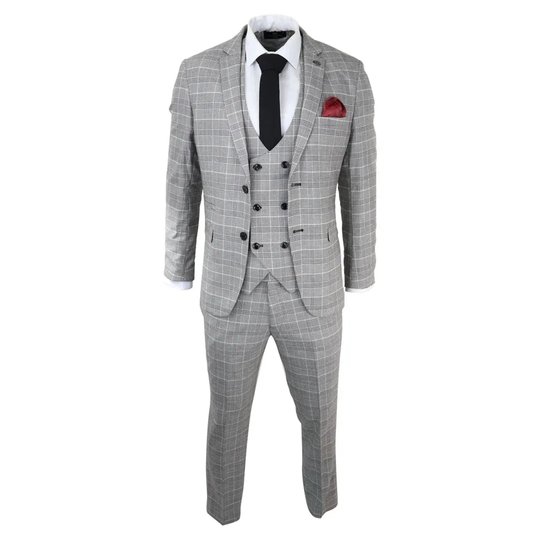 Costume Homme à Carreaux 3 Pièces - Ross Gris