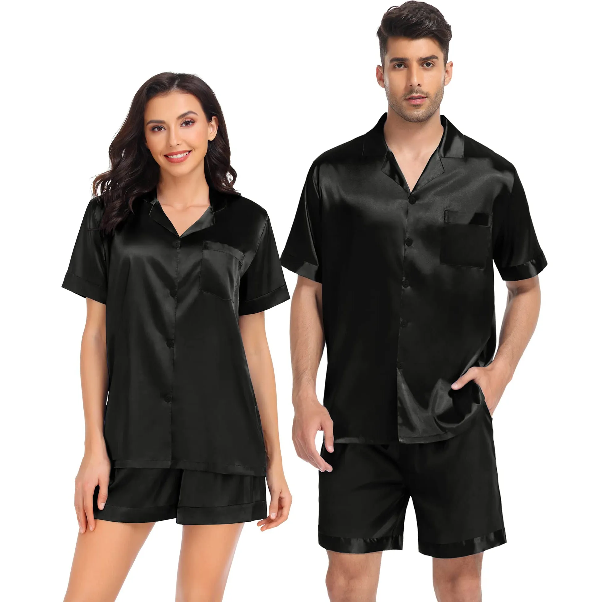 Couple Pajamas Set Short Mulberry Pure Matching Silk Pyjamas