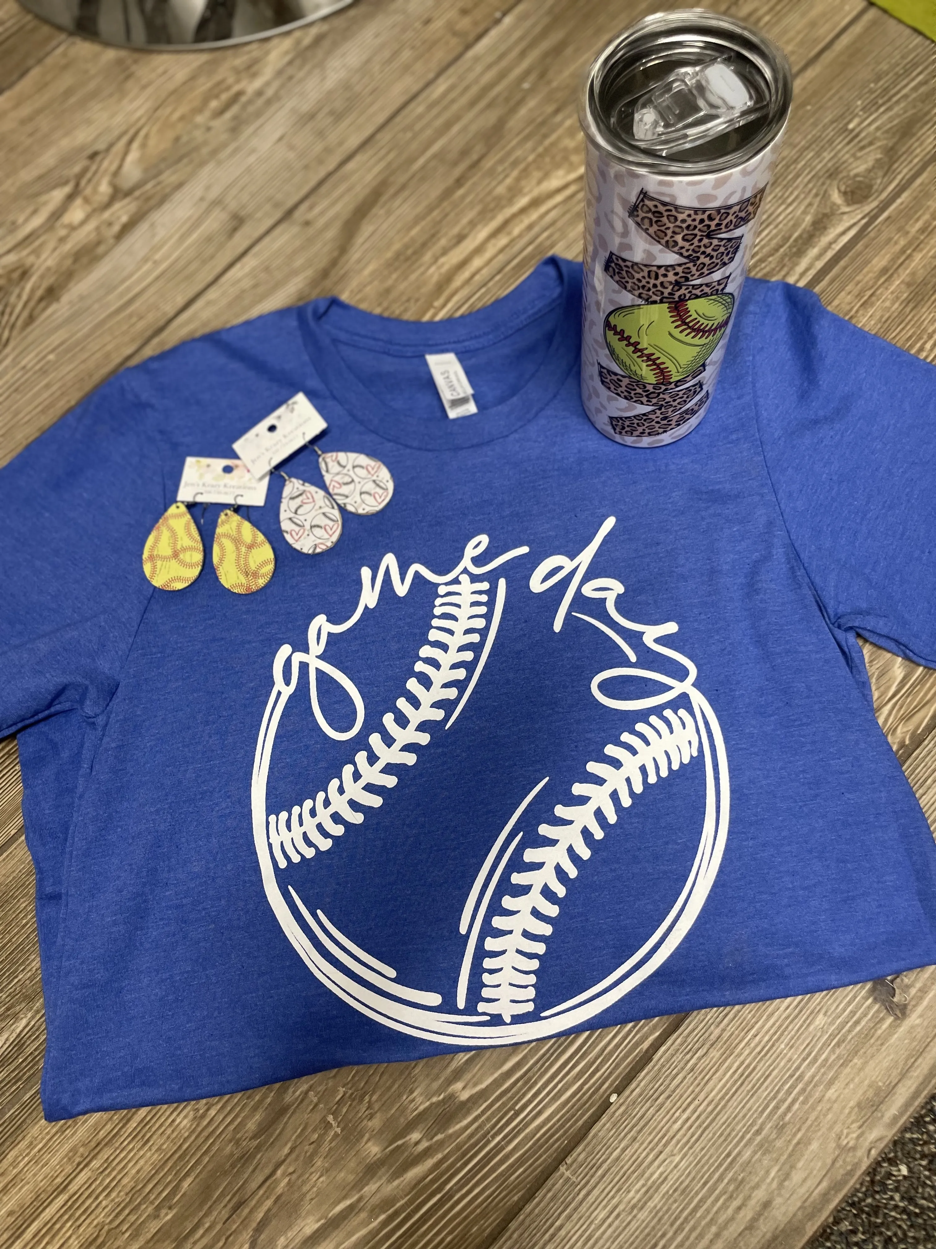 Cursive Game Day Baseball Short Slv Graphic Tee