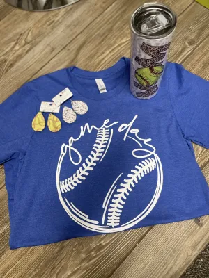Cursive Game Day Baseball Short Slv Graphic Tee