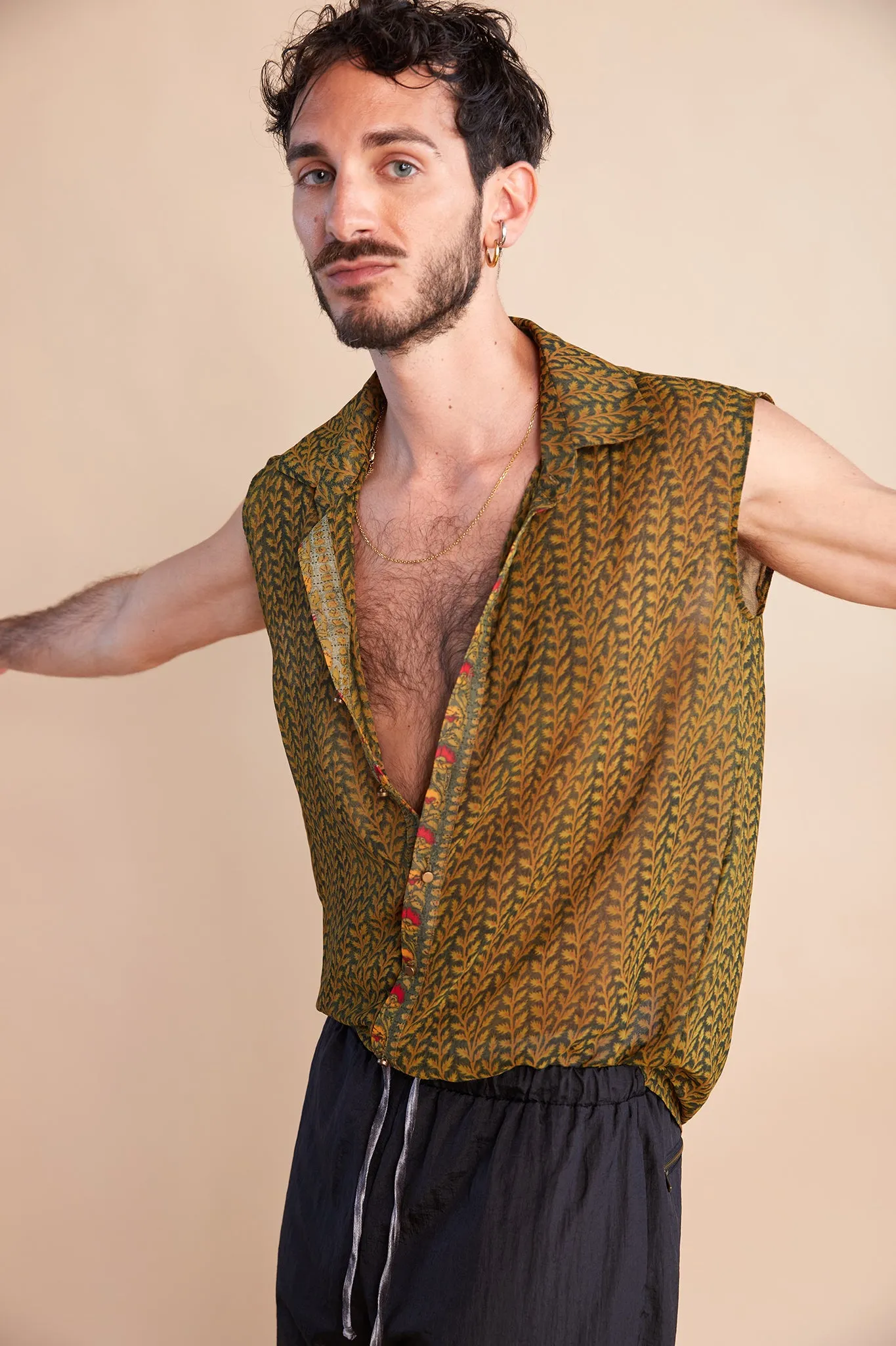 Dancing Leaf Sleeveless Shirt - MADE TO ORDER
