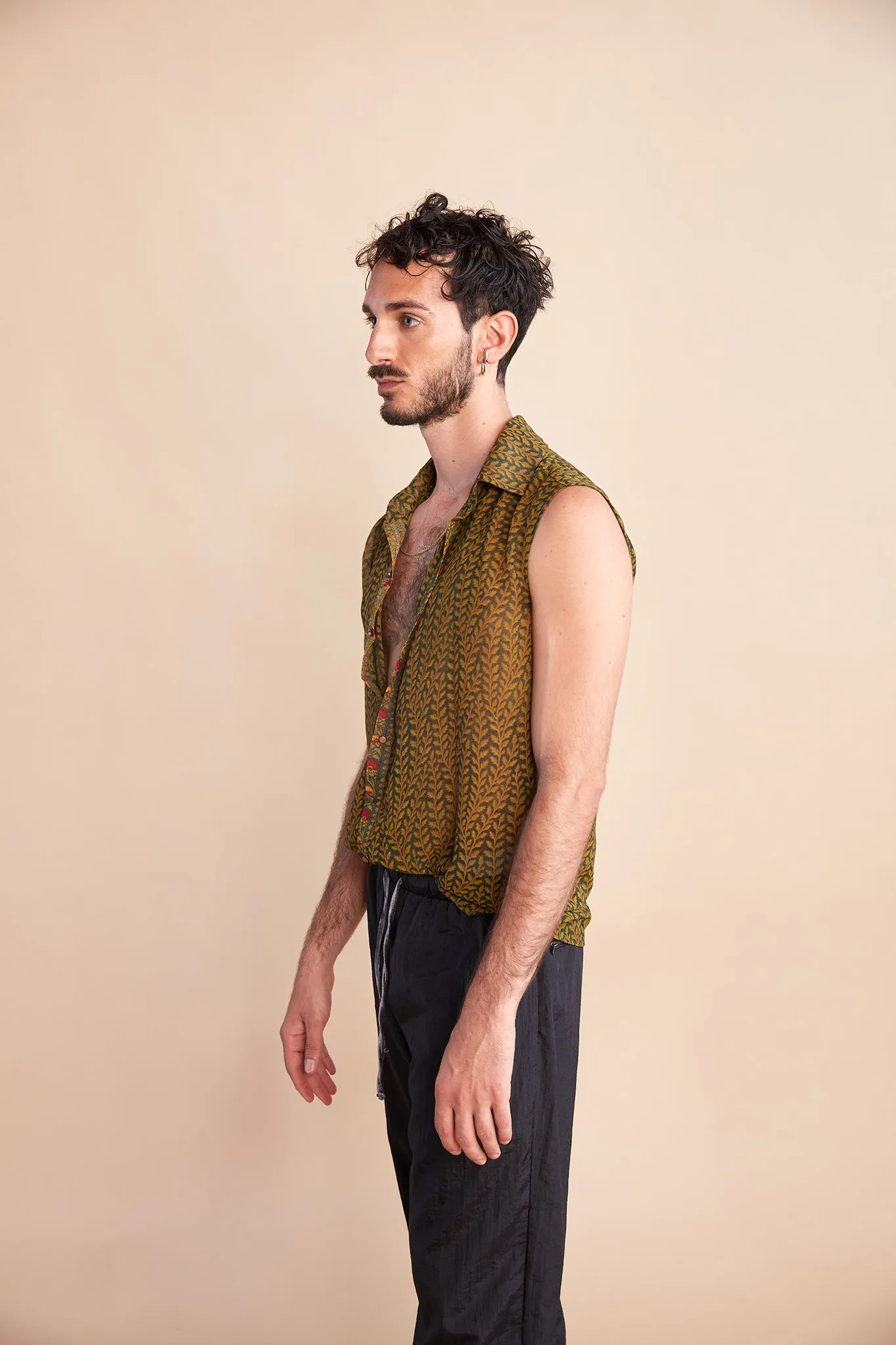 Dancing Leaf Sleeveless Shirt - MADE TO ORDER