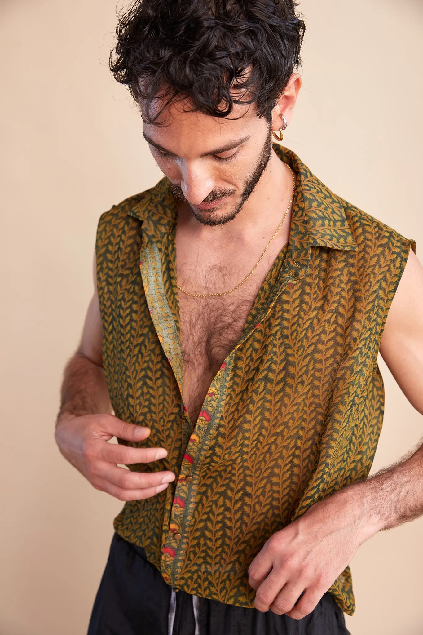 Dancing Leaf Sleeveless Shirt - MADE TO ORDER