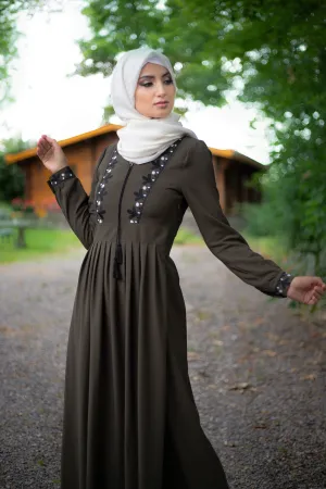 Dark Green Embroidery Dress