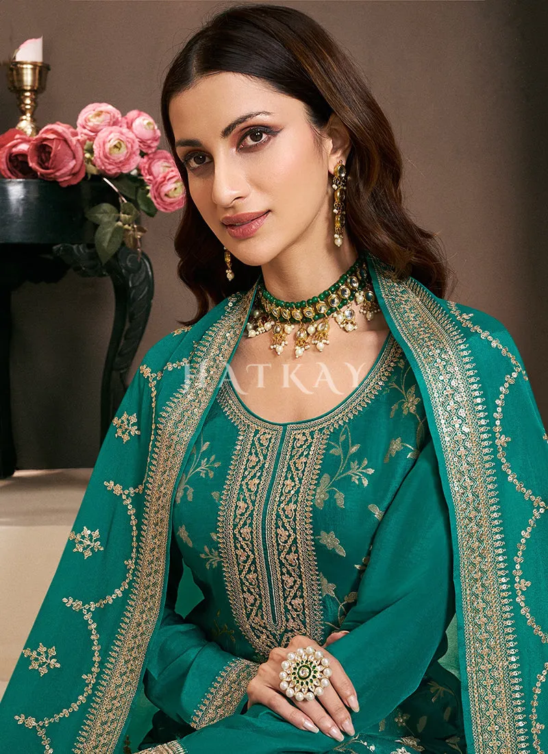Dark Green Pakistani Palazzo Suit