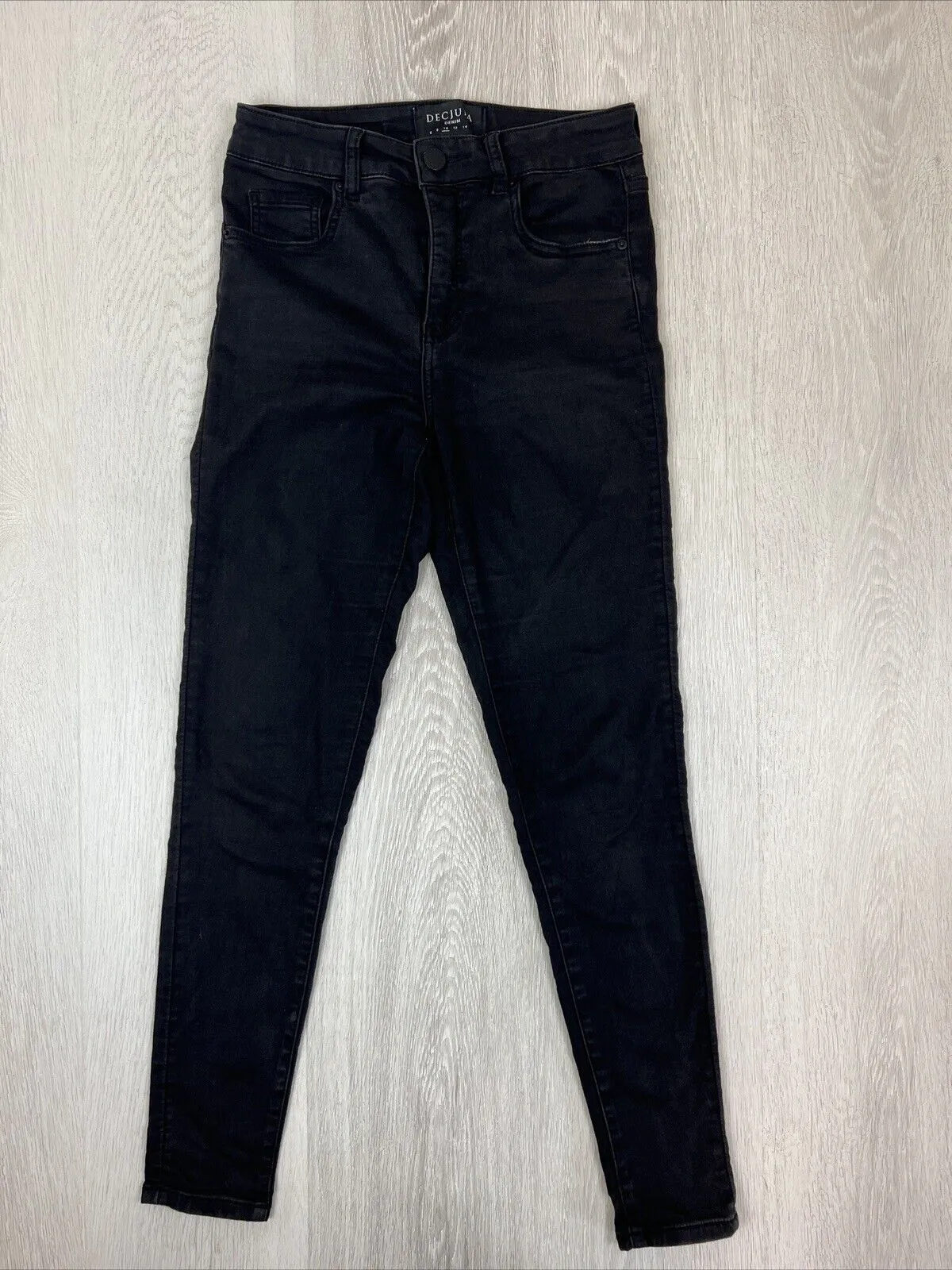 Decjuba Womens Skinny High Rise Black Denim Jeans Size 10