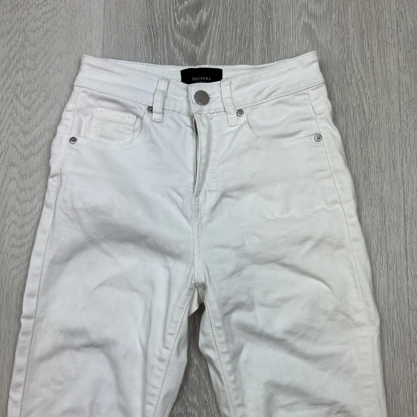 Decjuba Womens Skinny High Rise White Denim Jeans Size 6
