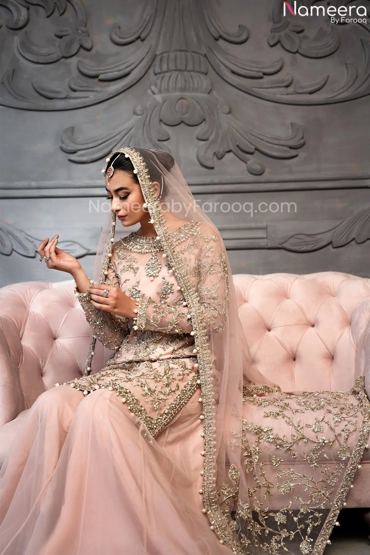 Designer Bridal Pink Sharara Suits With Kameez #BN1033