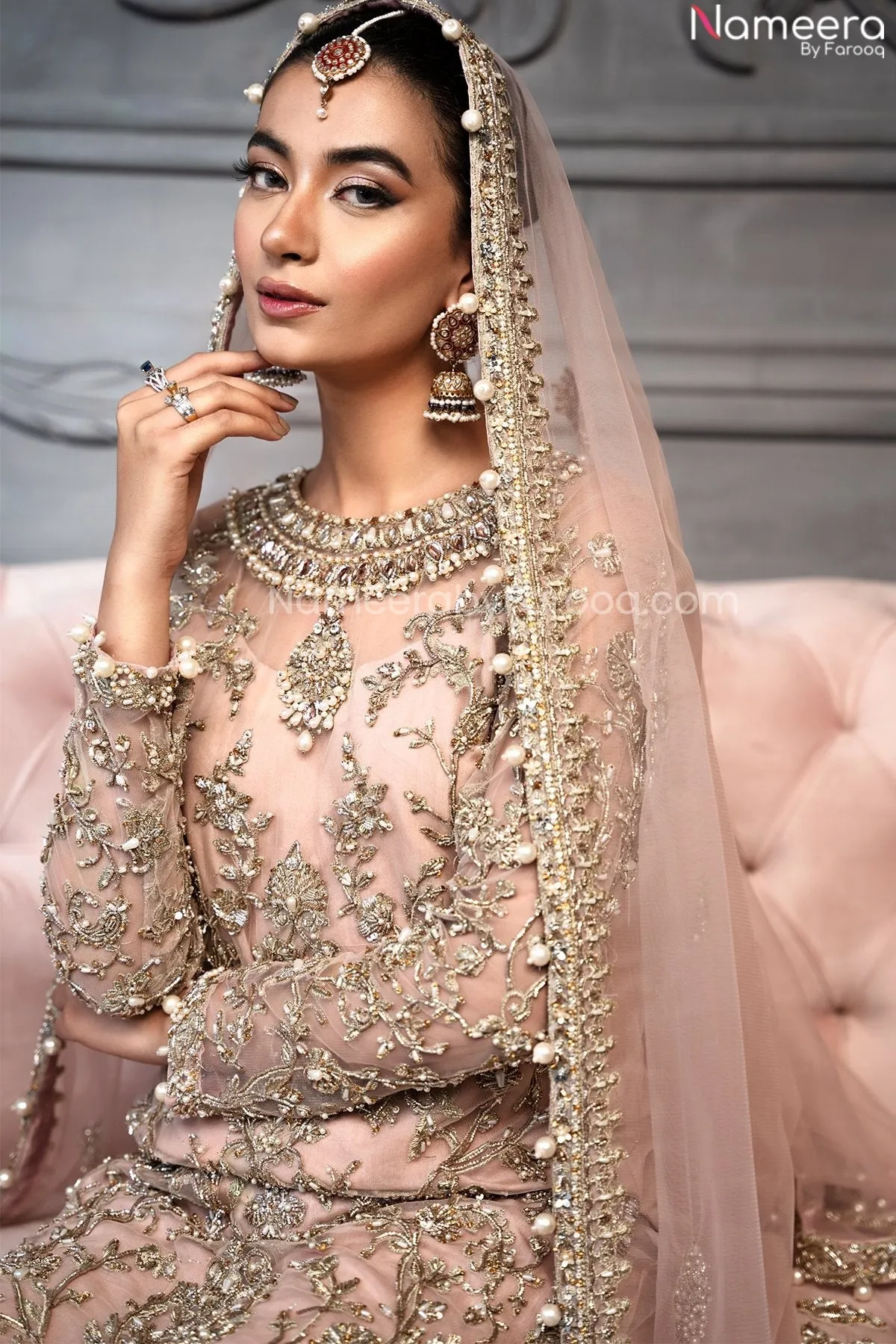 Designer Bridal Pink Sharara Suits With Kameez #BN1033