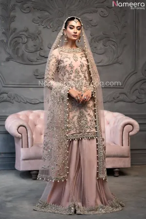 Designer Bridal Pink Sharara Suits With Kameez #BN1033