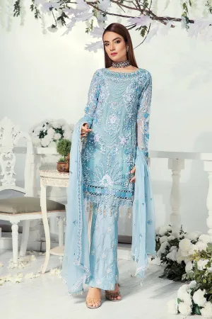 Designer Chiffon Suit in Light Blue Color  #J6115