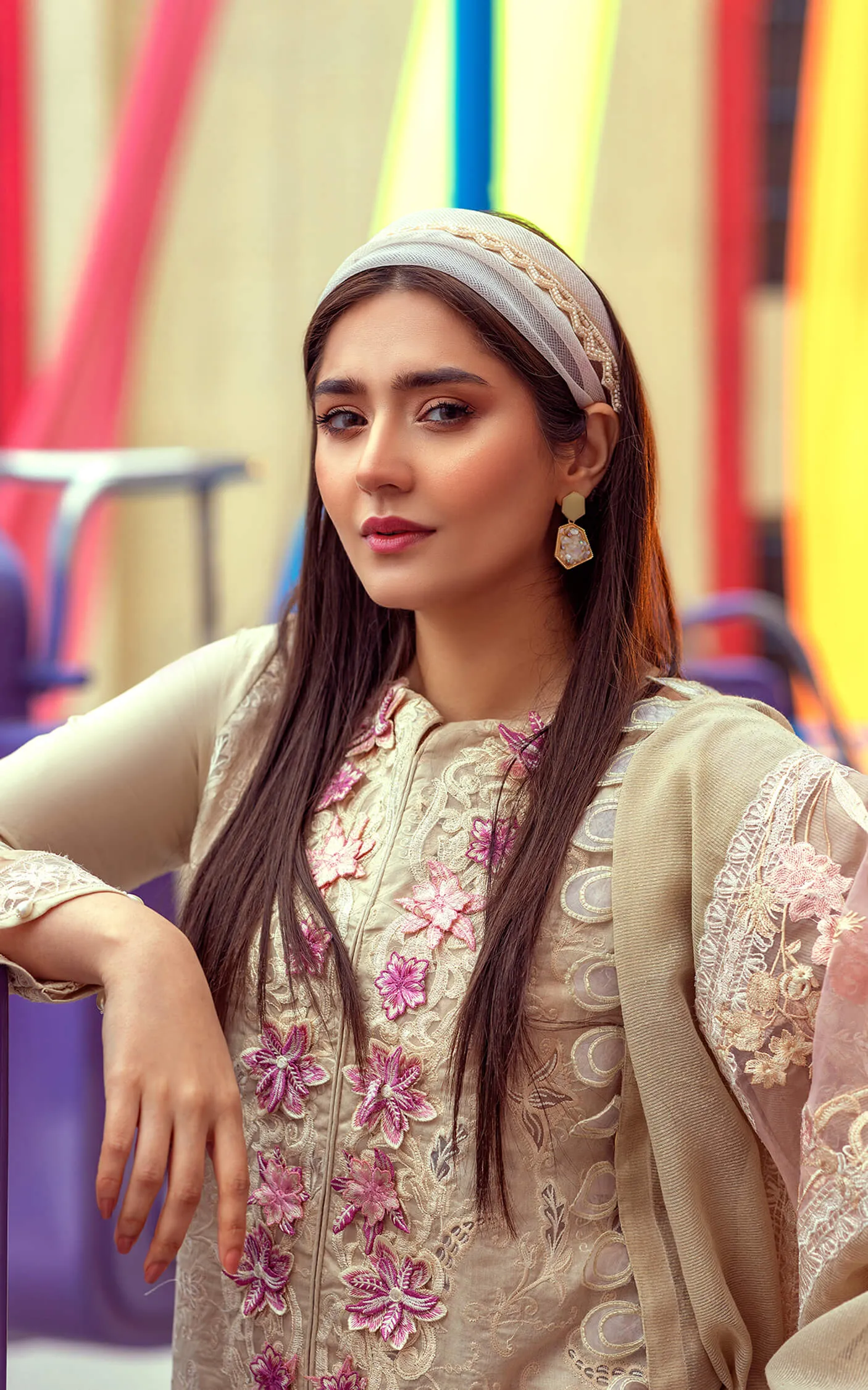 Designer Pakistani Eid Dresses in Skin Kameez Salwar