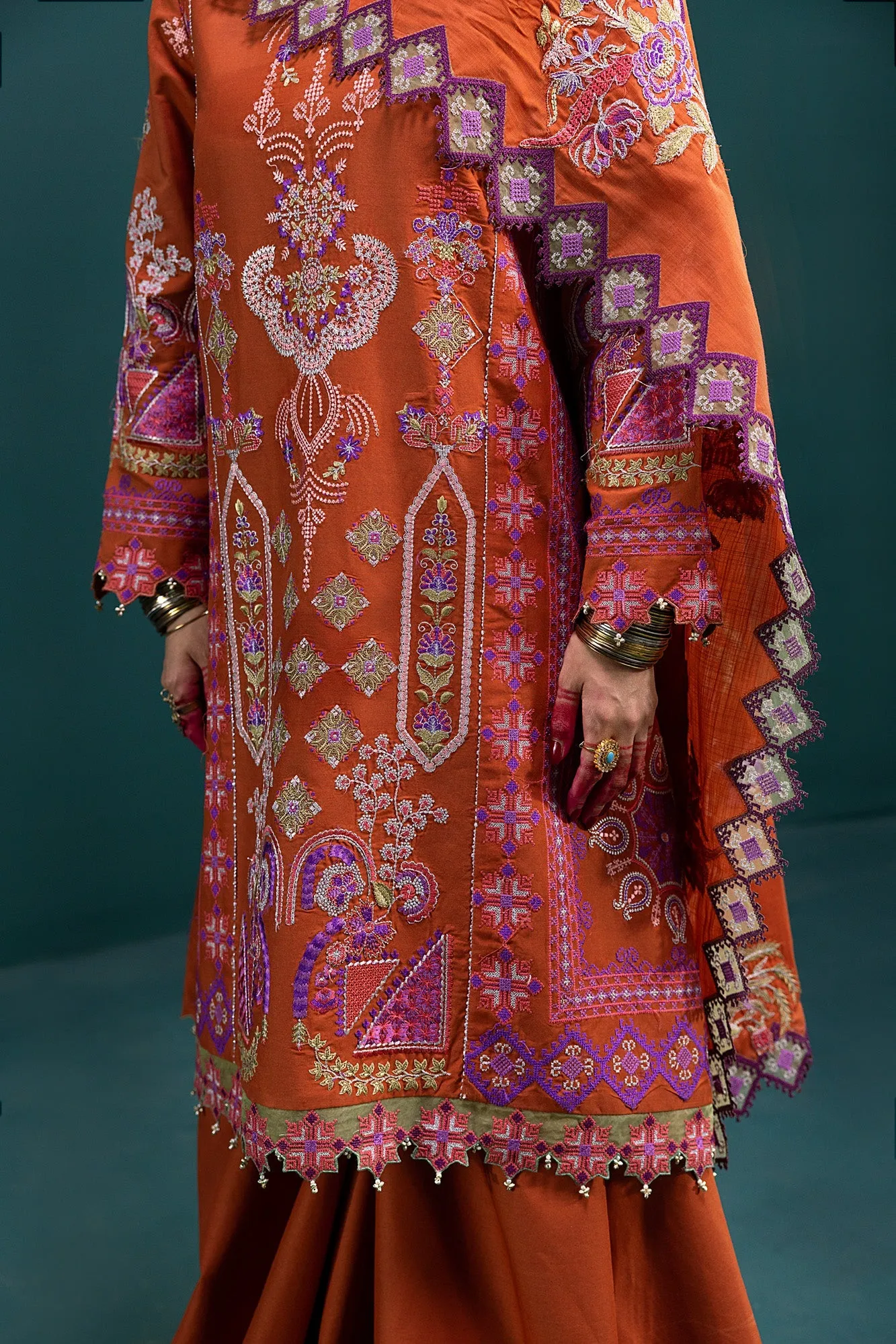 Designer Rust Gharara Shirt Pakistani Eid Dresses