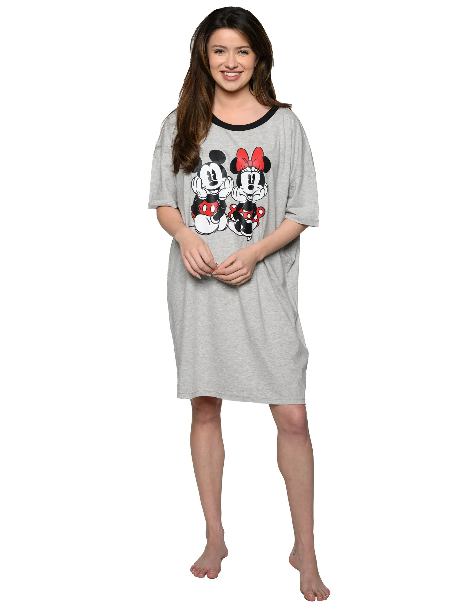 Disney Womens Sleep Shirt Mickey Minnie Mouse One Size Nightgown Pajamas