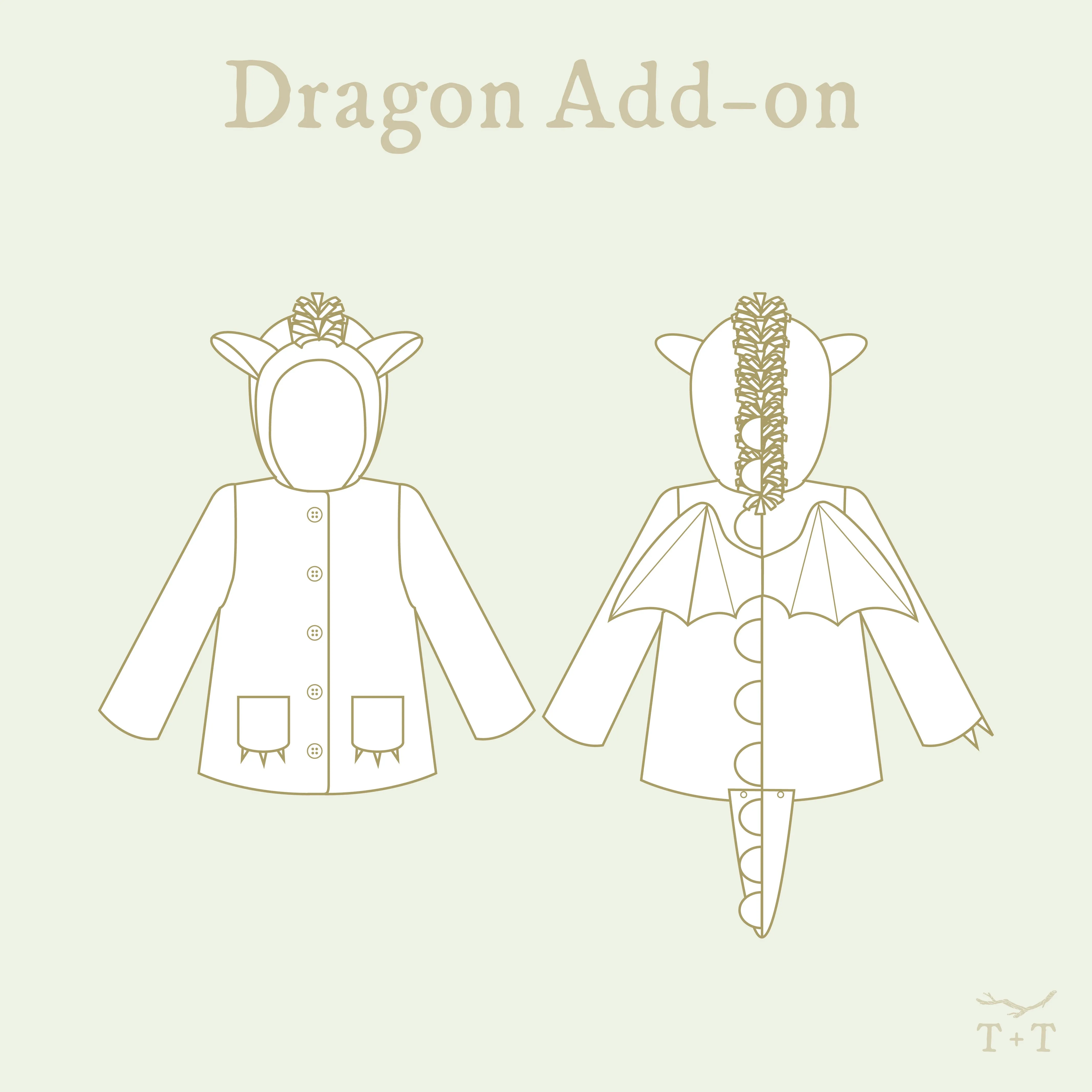 Dragon Sewing Pattern ~ add-on for Animal Vest, Coat   Cape Add-ons