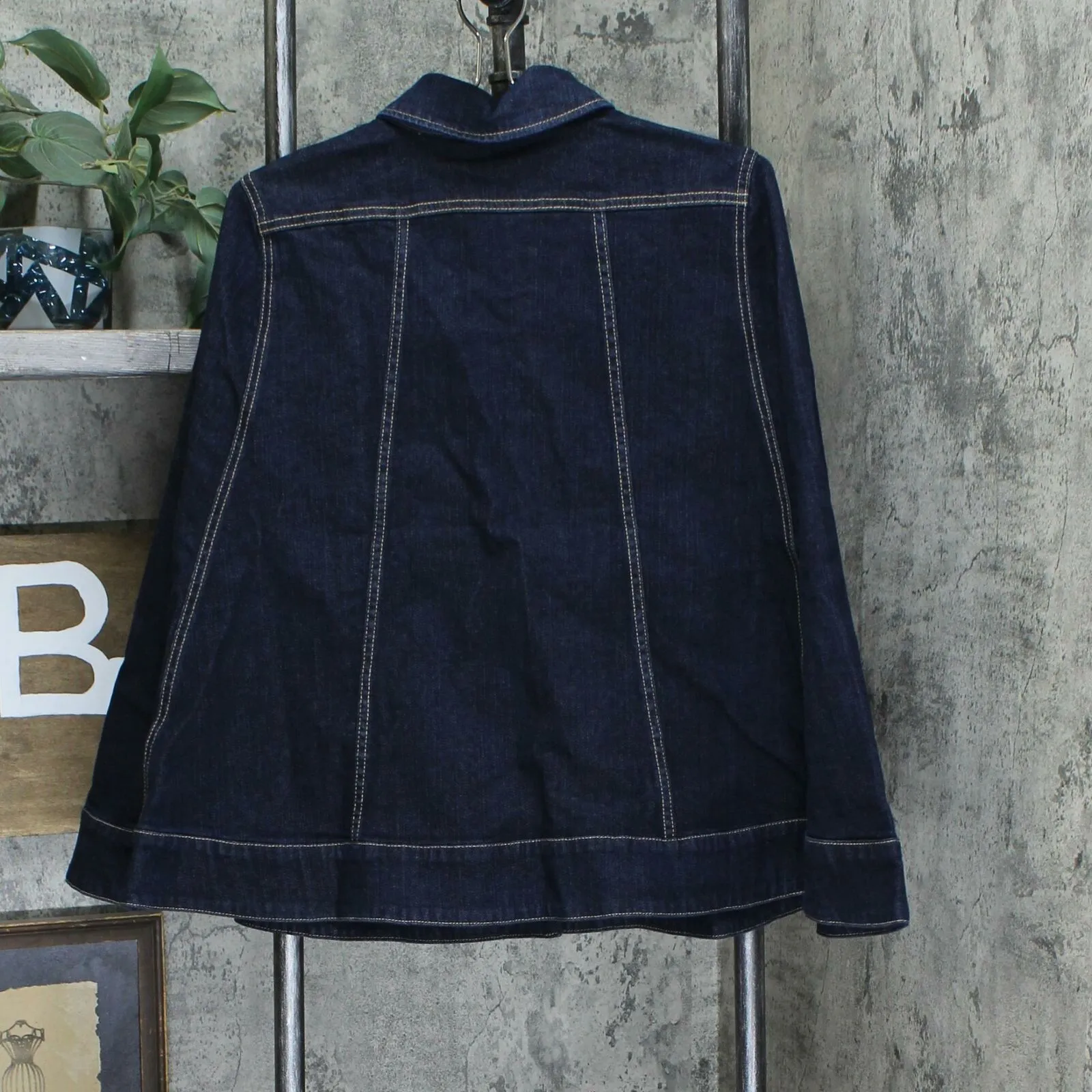 Du Jour Women's Button Front Denim Cape With Pockets