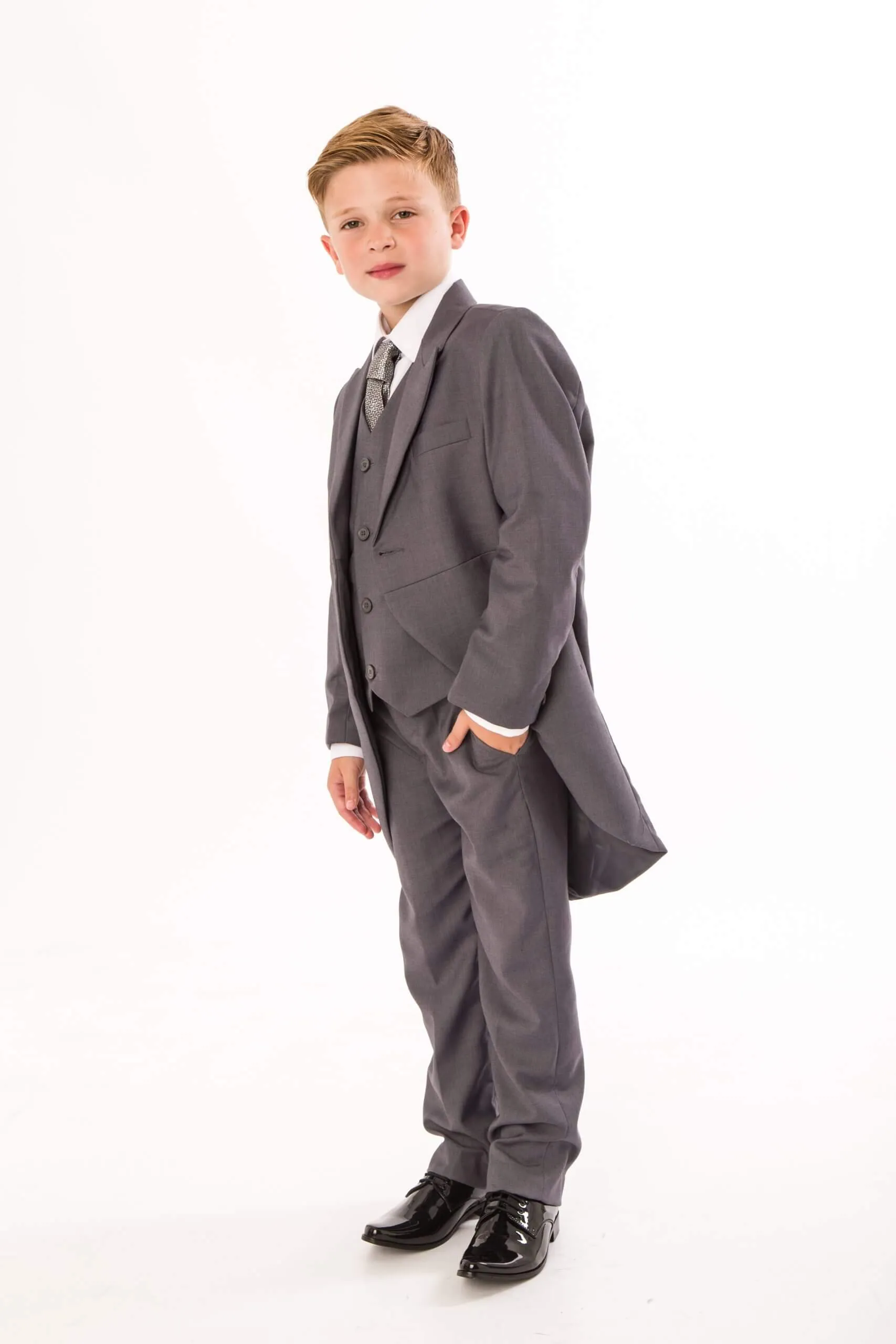 Edward - 5 Piece Grey Tail Coat Suit