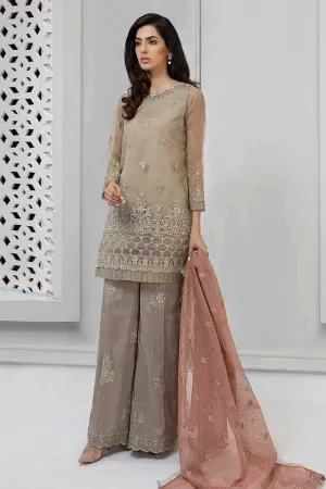 Elegant designer suit pakistani in lavish beige color # P2227