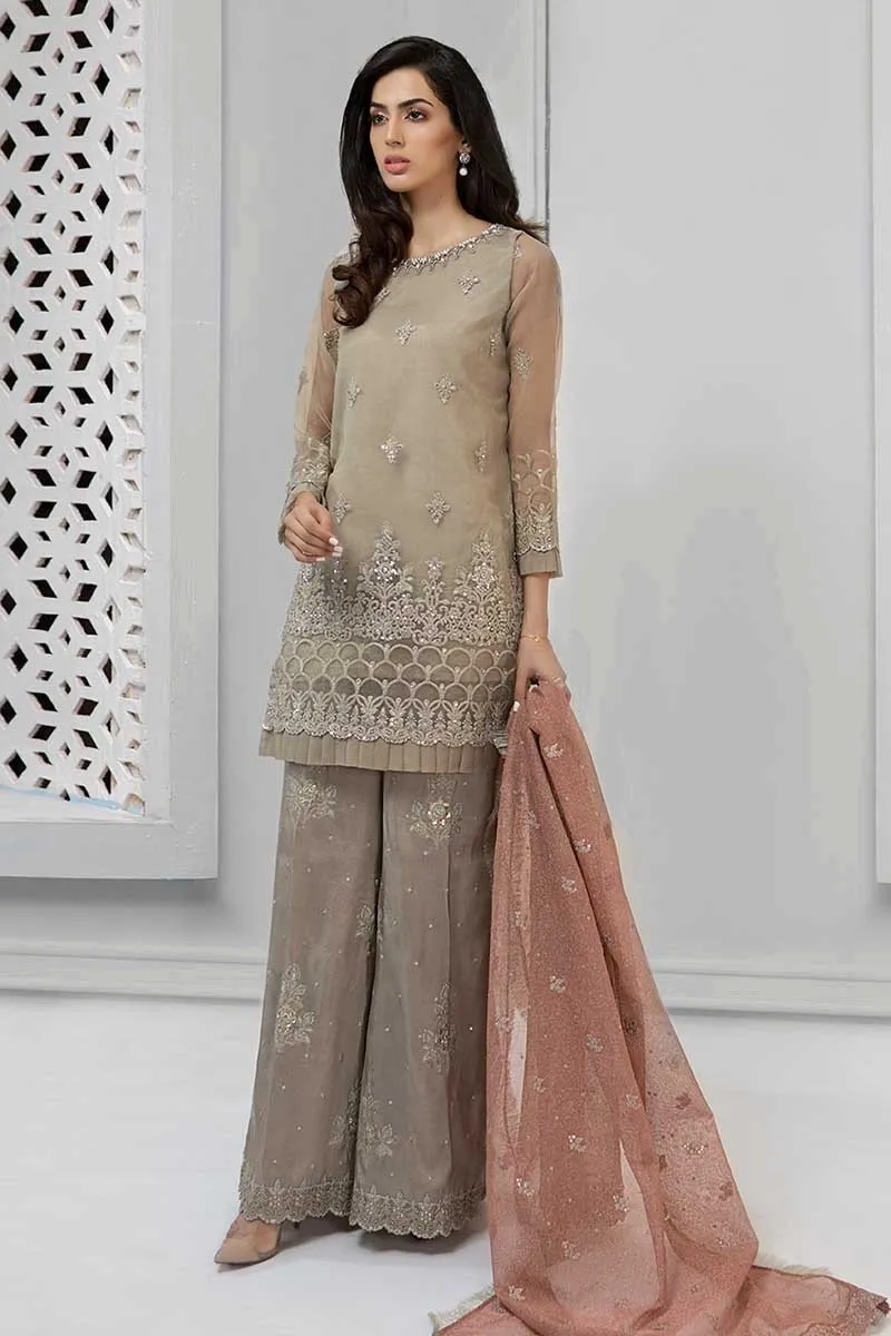 Elegant designer suit pakistani in lavish beige color # P2227