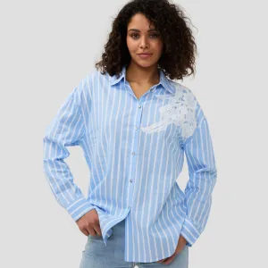 Esqualo Striped Shirt With Lace Patch Detail