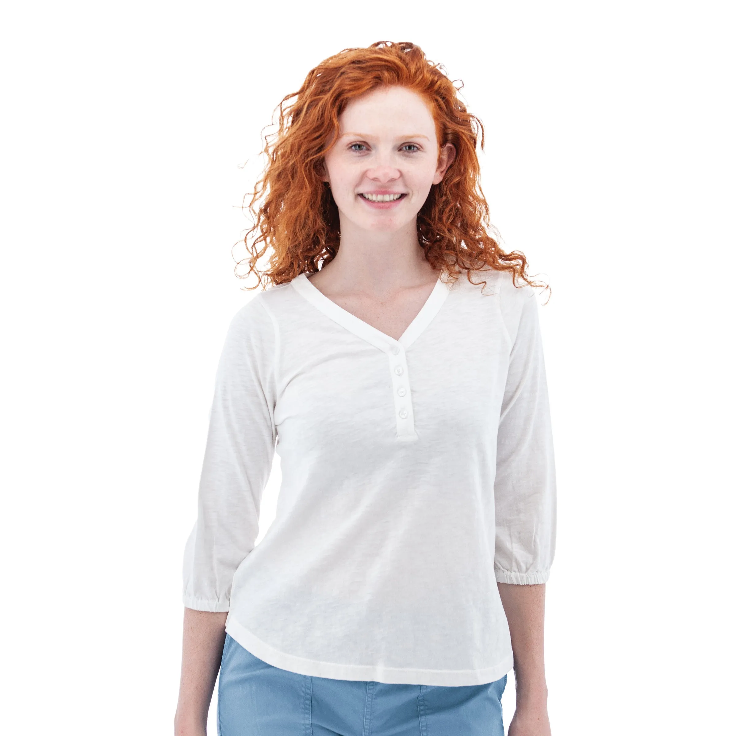 Este Organic Cotton V-Neck Henley - M19664