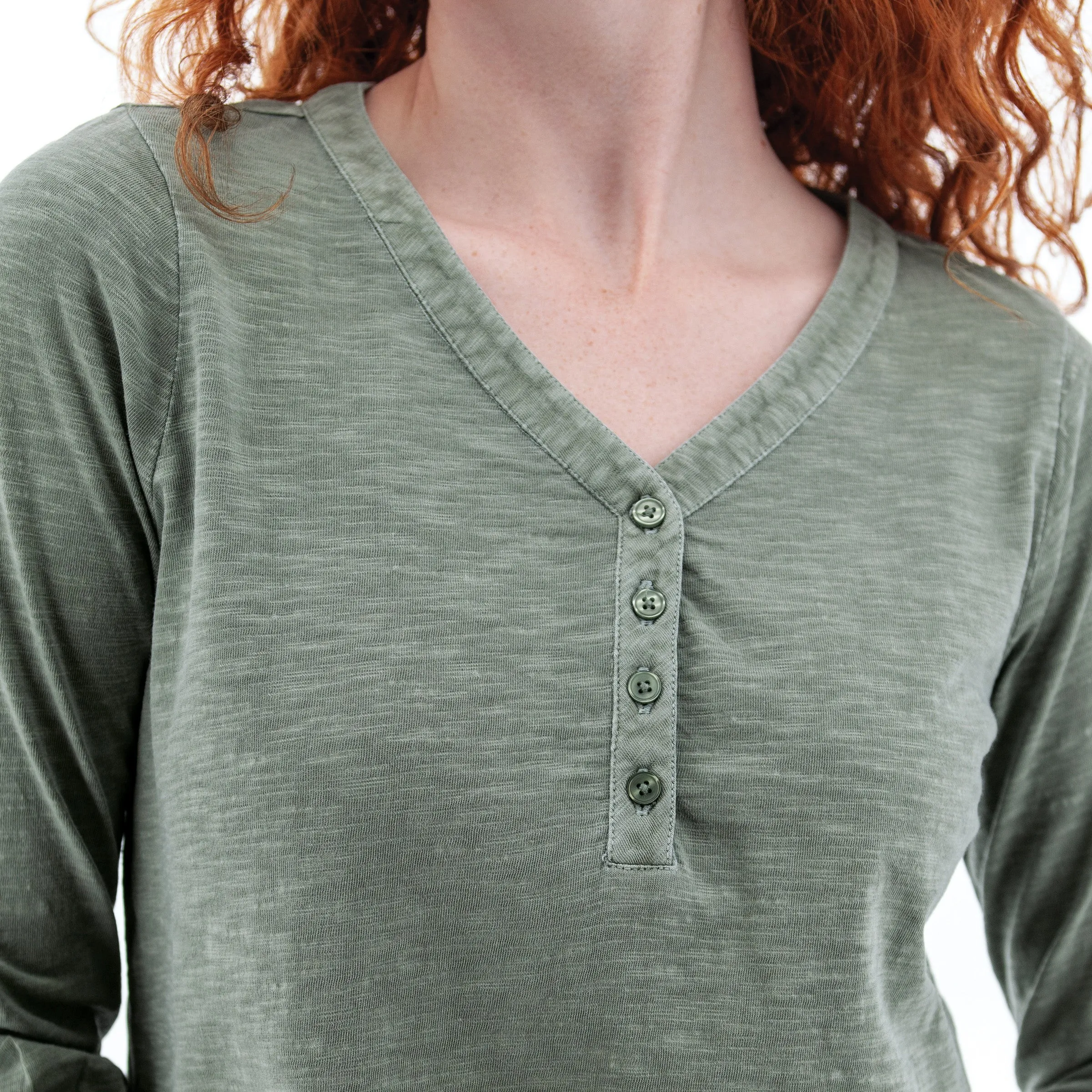 Este Organic Cotton V-Neck Henley - M19664