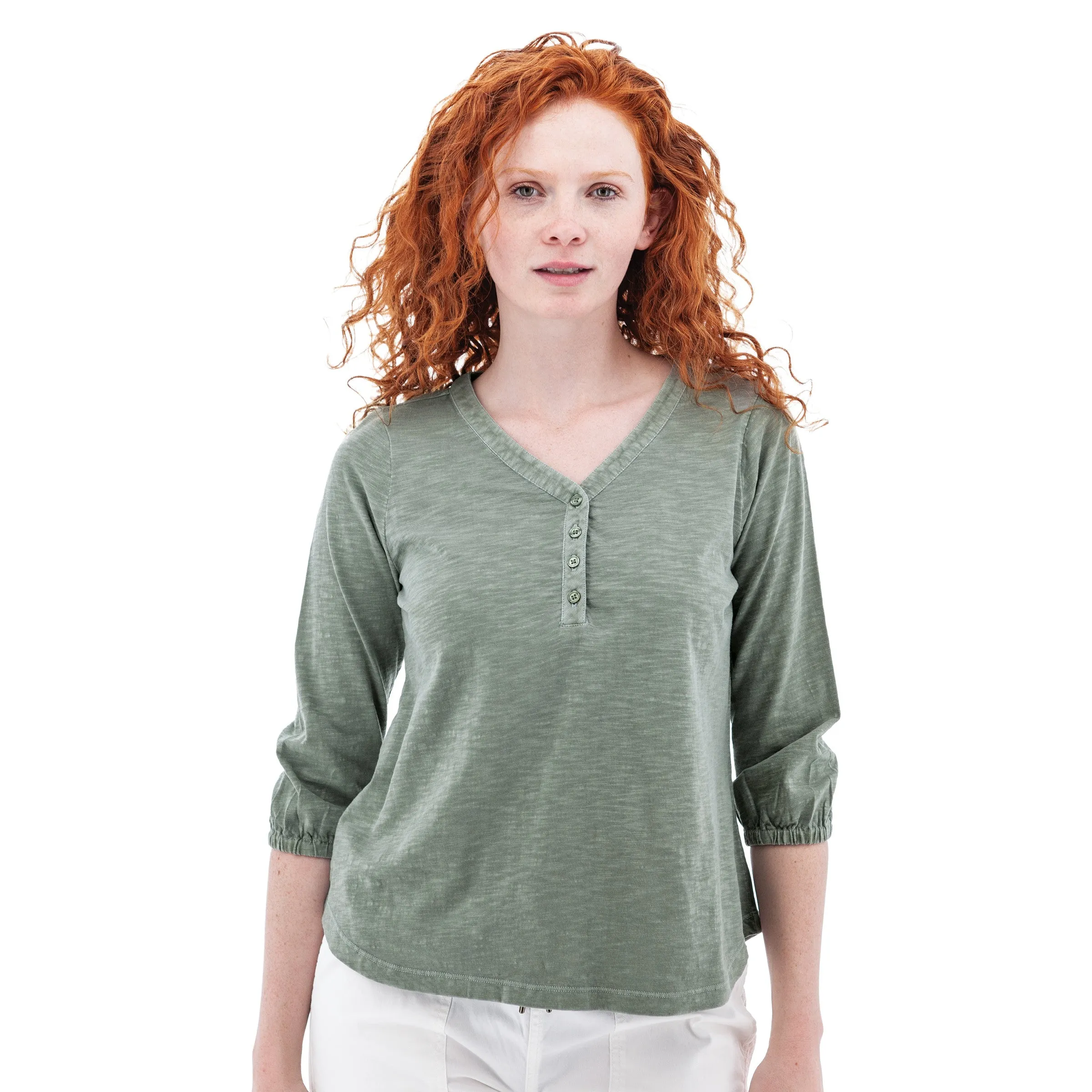 Este Organic Cotton V-Neck Henley - M19664
