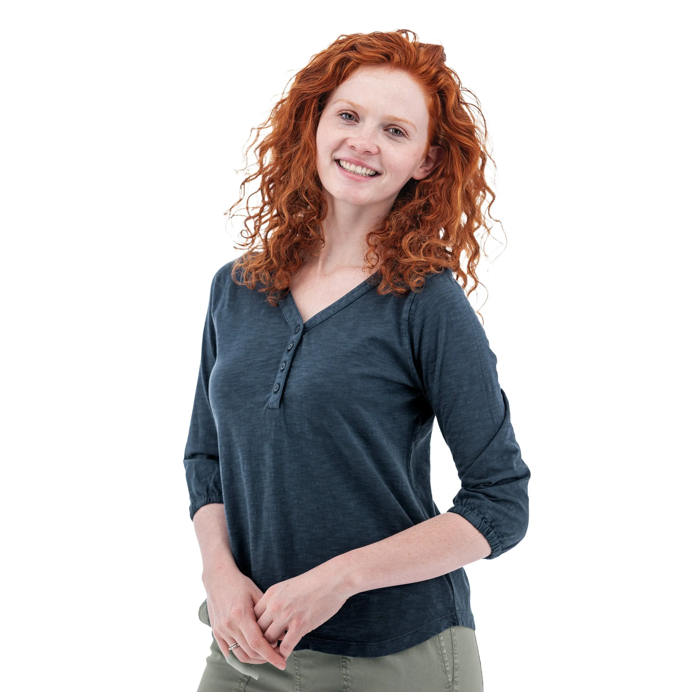 Este Organic Cotton V-Neck Henley - M19664
