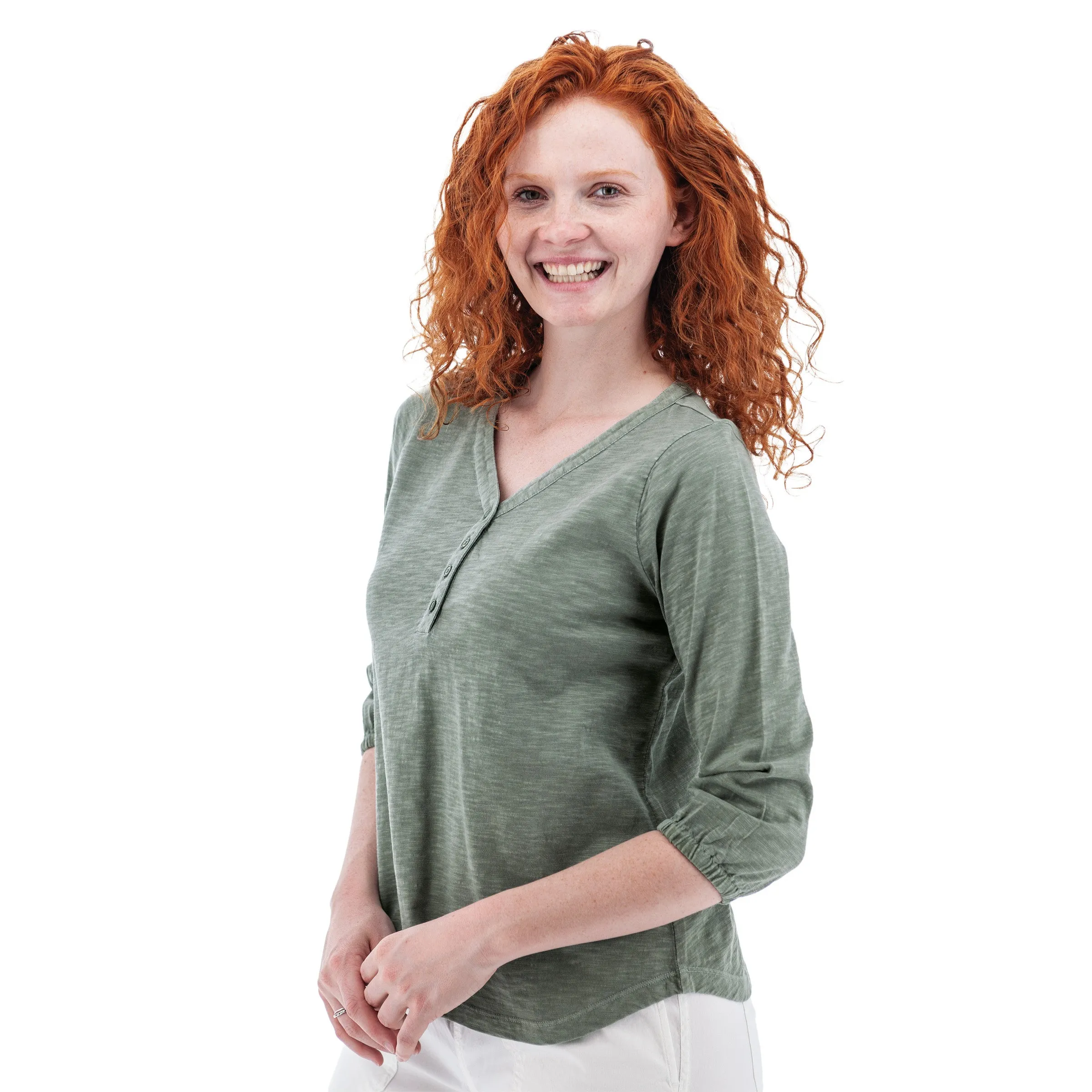 Este Organic Cotton V-Neck Henley - M19664