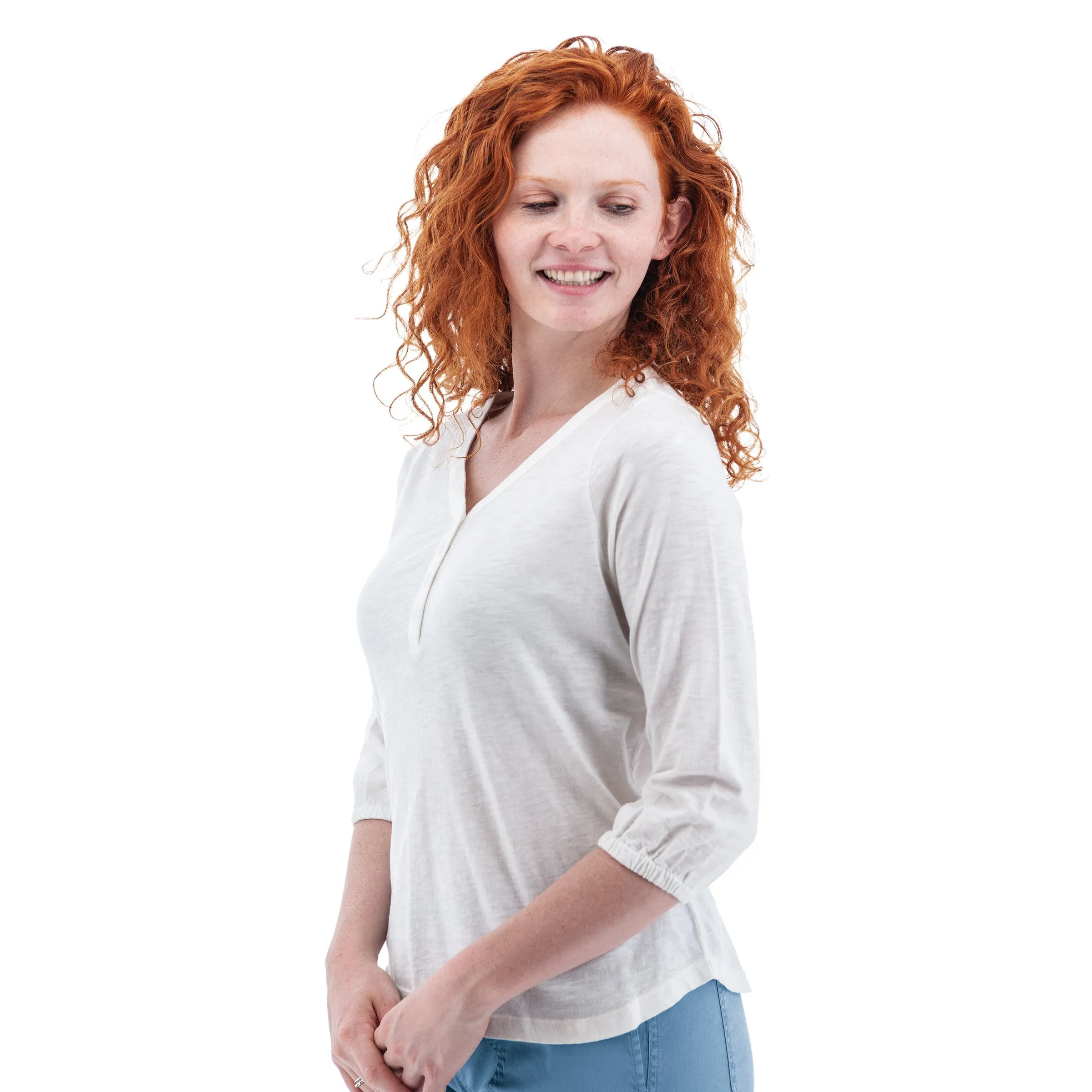 Este Organic Cotton V-Neck Henley - M19664