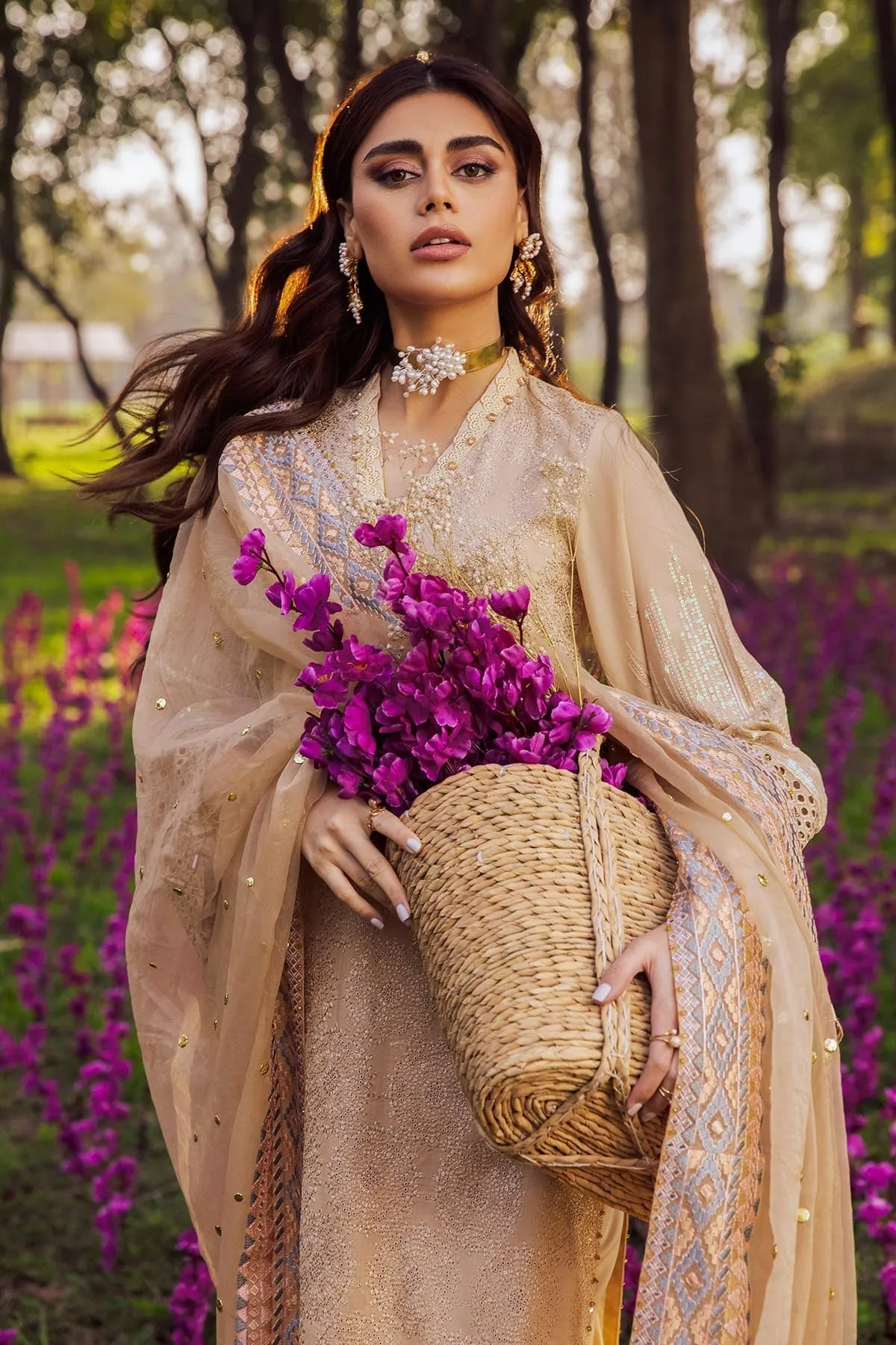 FLOWER GIRL NI-29 | Nureh Blooming Summers Exclusive  Luxury Lawn Collection 2022 | Unstitched Embroidered Lawn Suits